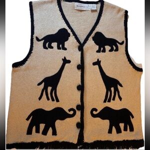 VTG Bellepointe Animal Linen Vest, Western, Teacher Best, Safari, Womens, M